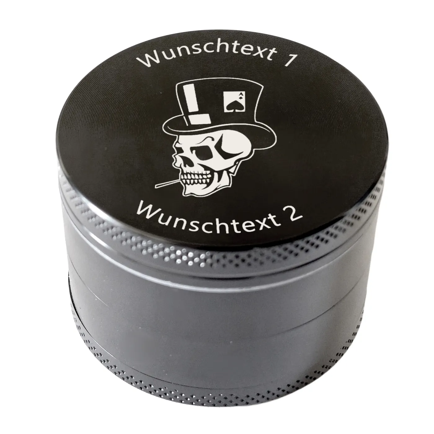 Metall Grinder, Kräutermühle, 4 Teile Ø 50 mm, Farbton Schwarz, inklusive Gravur