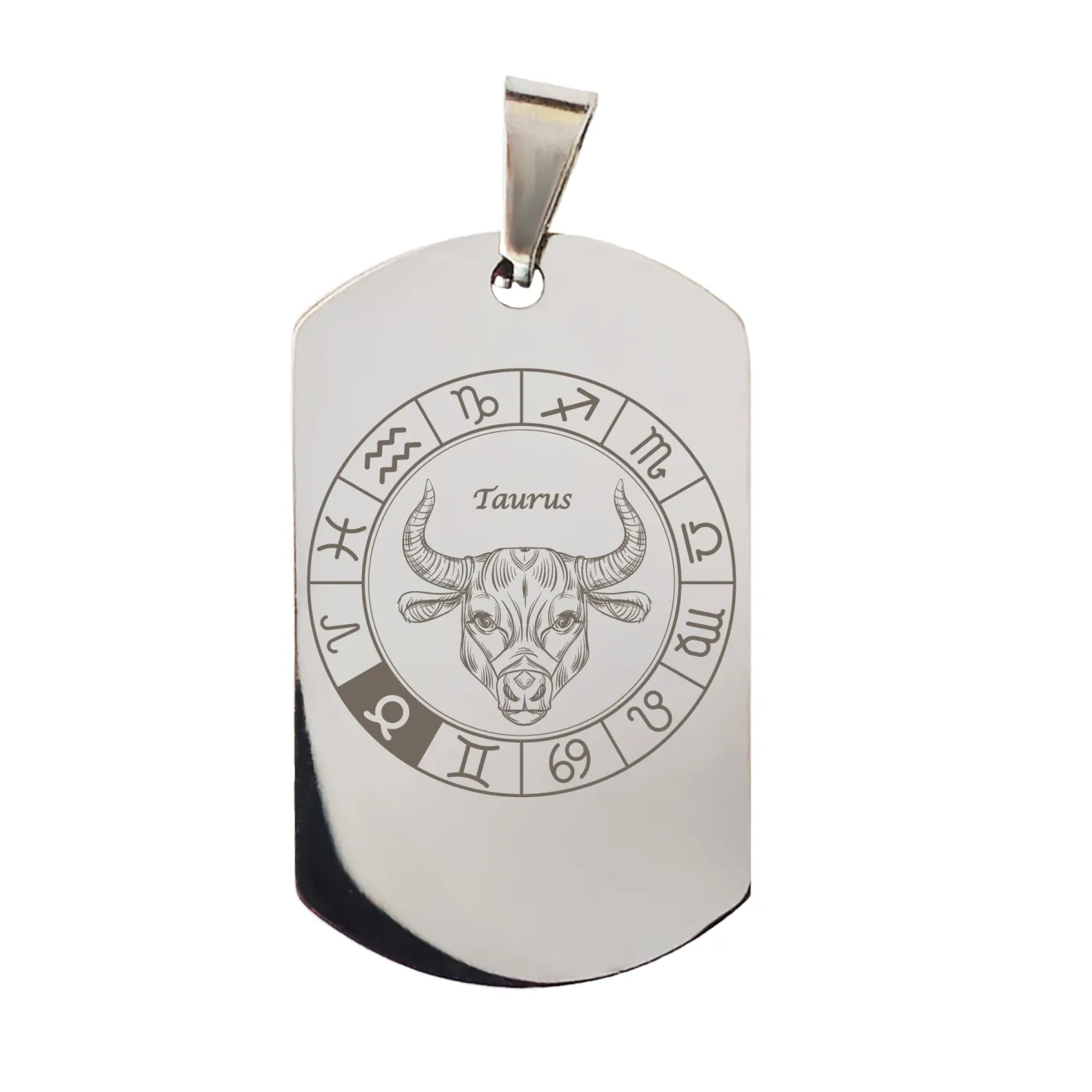Anhänger Dog Tag Edelstahl mit Sternzeichen inkl. 60 cm Kugelkette » Personalisierbar – Ansicht 6