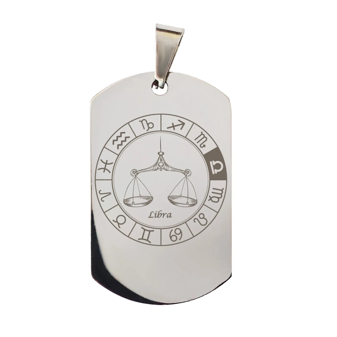 Anhänger Dog Tag Edelstahl mit Sternzeichen inkl. 60 cm Kugelkette » Personalisierbar – Ansicht 4