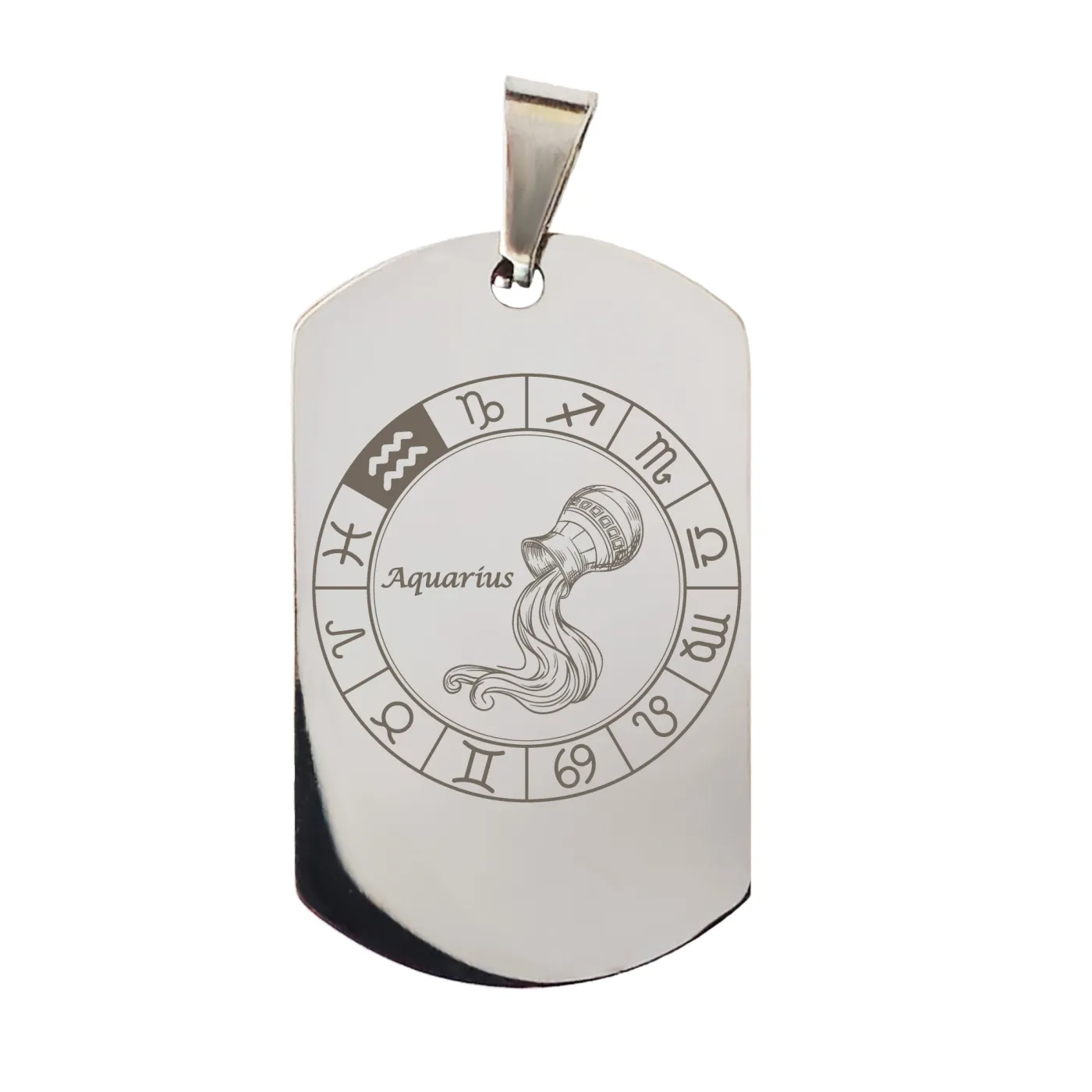 Anhänger Dog Tag Edelstahl mit Sternzeichen inkl. 60 cm Kugelkette » Personalisierbar – Ansicht 3