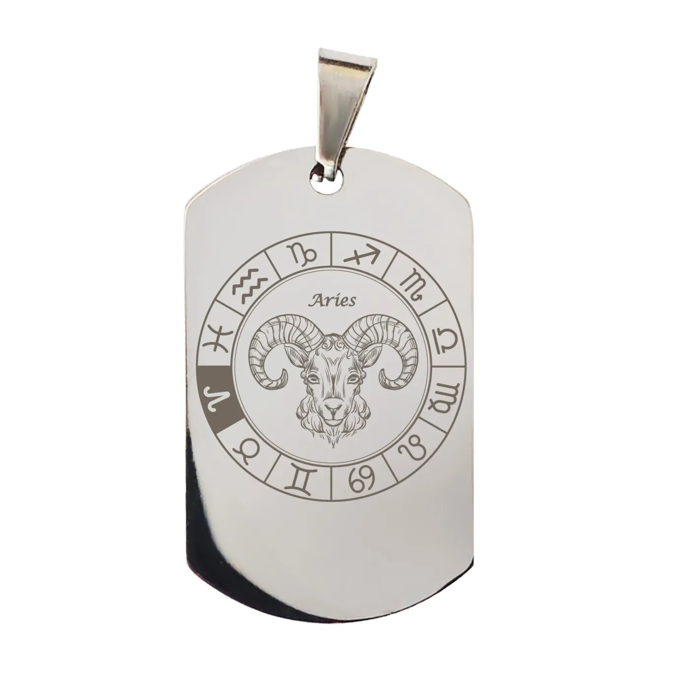 Anhänger Dog Tag Edelstahl mit Sternzeichen inkl. 60 cm Kugelkette » Personalisierbar – Ansicht 2