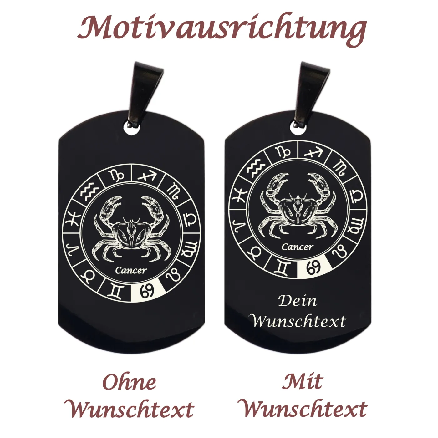 Anhänger Dog Tag Edelstahl mit Sternzeichen inkl. 60 cm Kugelkette » Personalisierbar – Ansicht 13