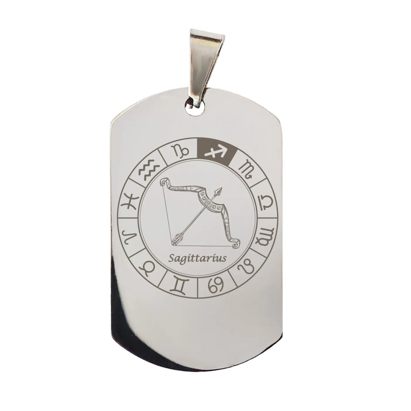 Anhänger Dog Tag Edelstahl mit Sternzeichen inkl. 60 cm Kugelkette » Personalisierbar – Ansicht 8