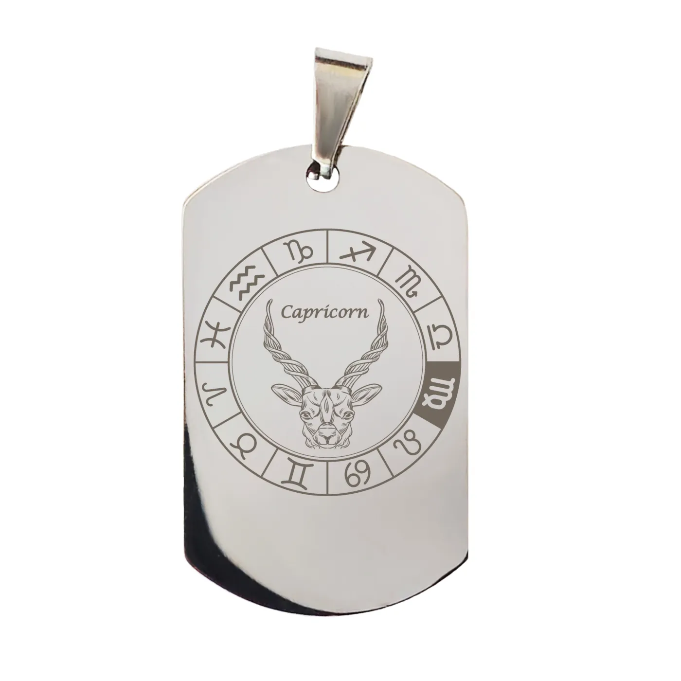 Anhänger Dog Tag Edelstahl mit Sternzeichen inkl. 60 cm Kugelkette » Personalisierbar – Ansicht 5