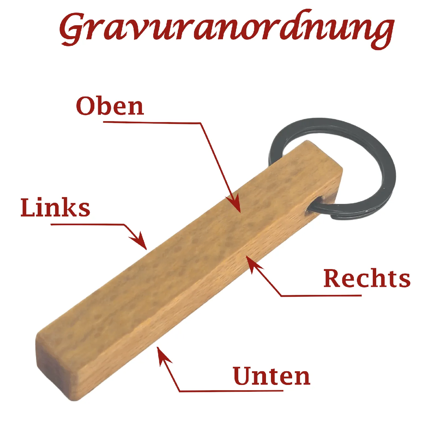 Holz-Schlüsselanhänger mit Edelstahl Schlüsselring » Personalisierbar – Ansicht 2