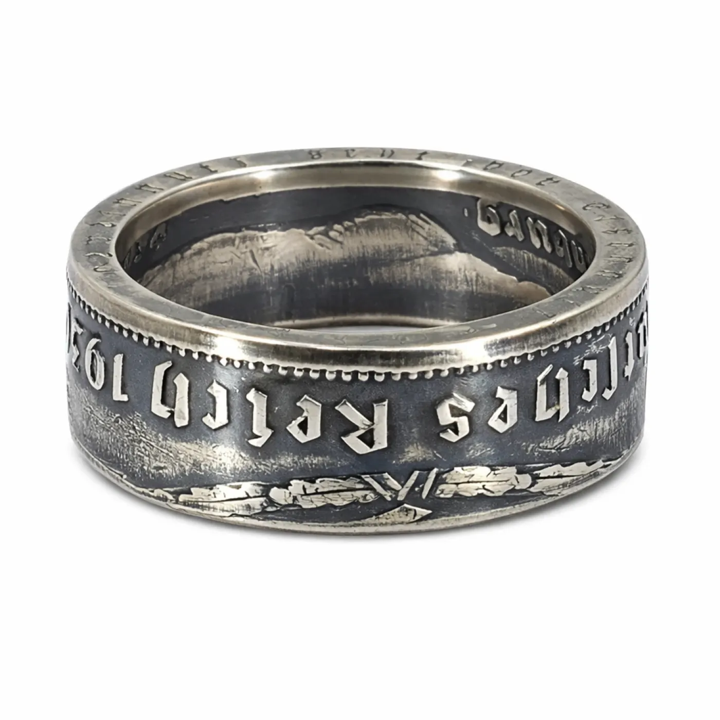 Münzring Deutsches Reich 5 Reichsmark Adler 1936-39 Silber 900er Größe 52 bis 72 - 24K teilvergoldet • Finish Vintage – Ansicht 3
