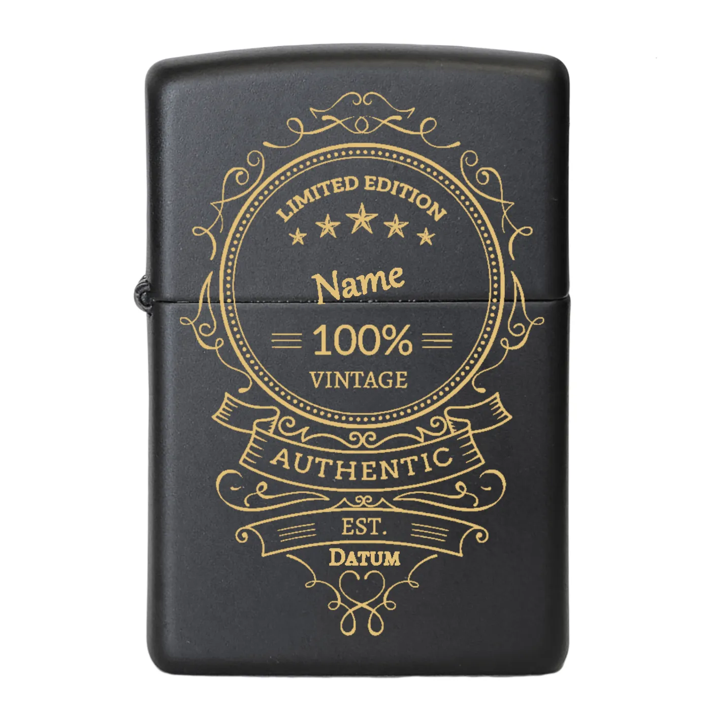 Benzinfeuerzeug 100% AUTHENTIC, Zippo Farbton Schwarz matt, optional mit Gravur