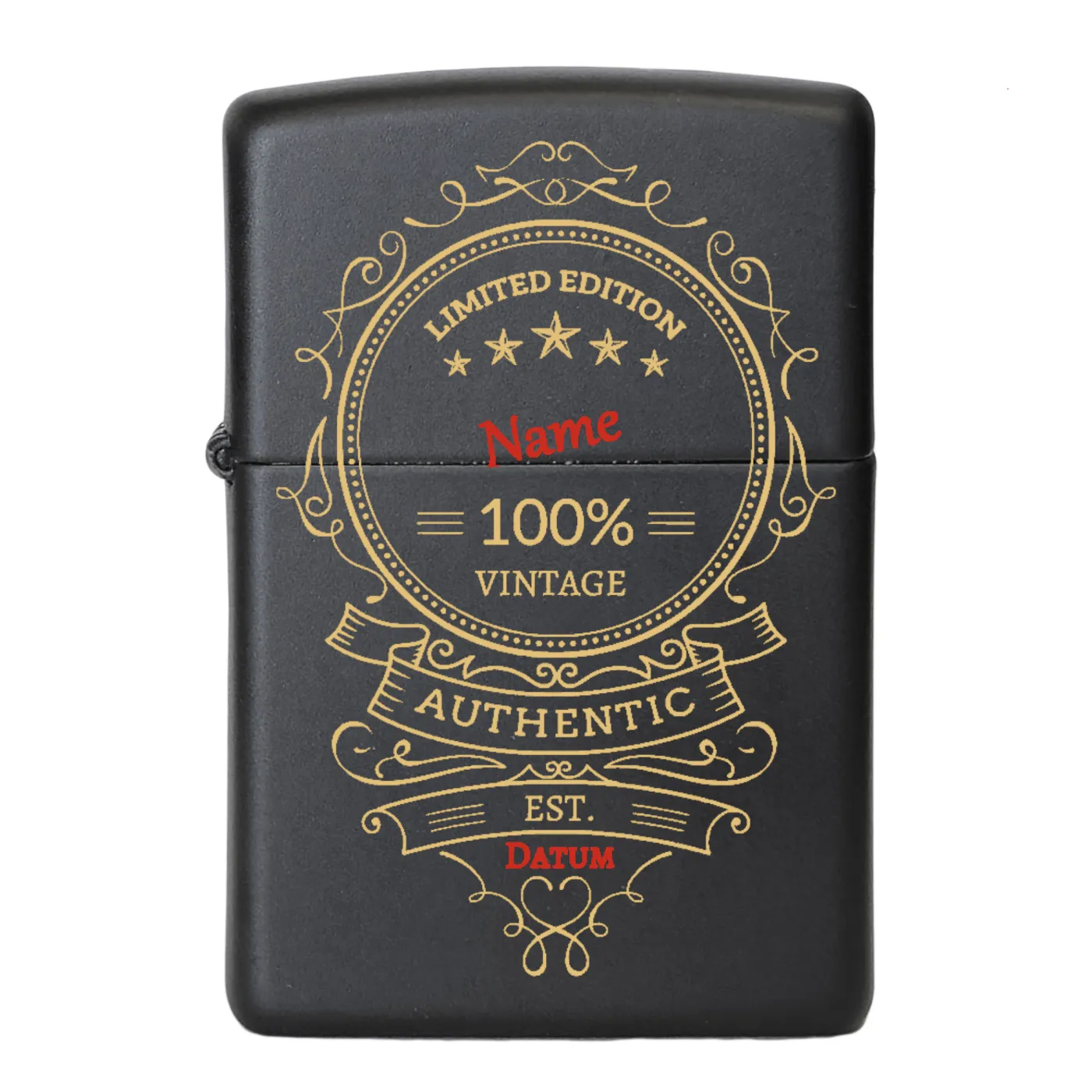 Benzinfeuerzeug 100% AUTHENTIC, Zippo Farbton Schwarz matt, optional mit Gravur