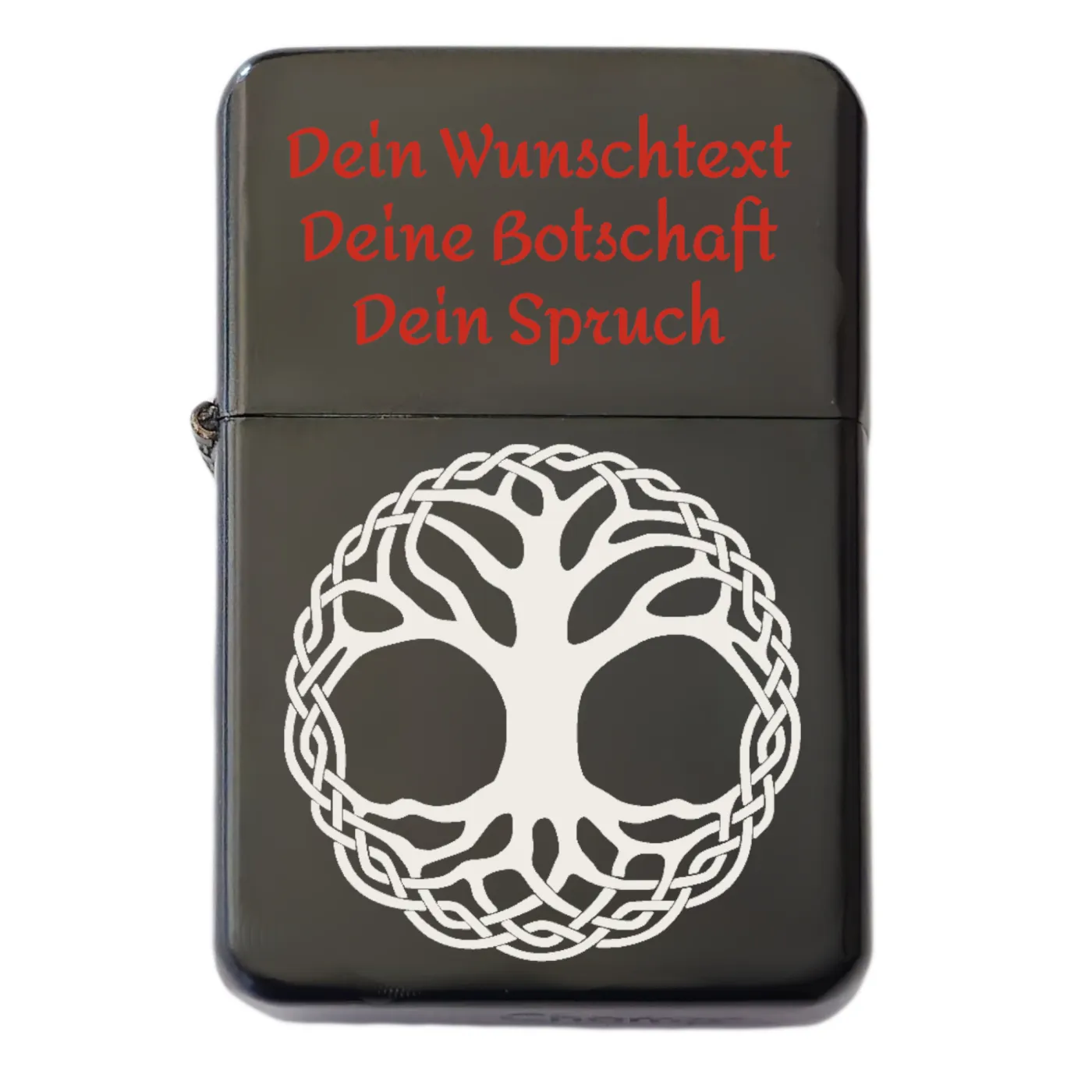 Benzinfeuerzeug BAUM DES LEBENS, Farbton Schwarz, inklusive Gravur