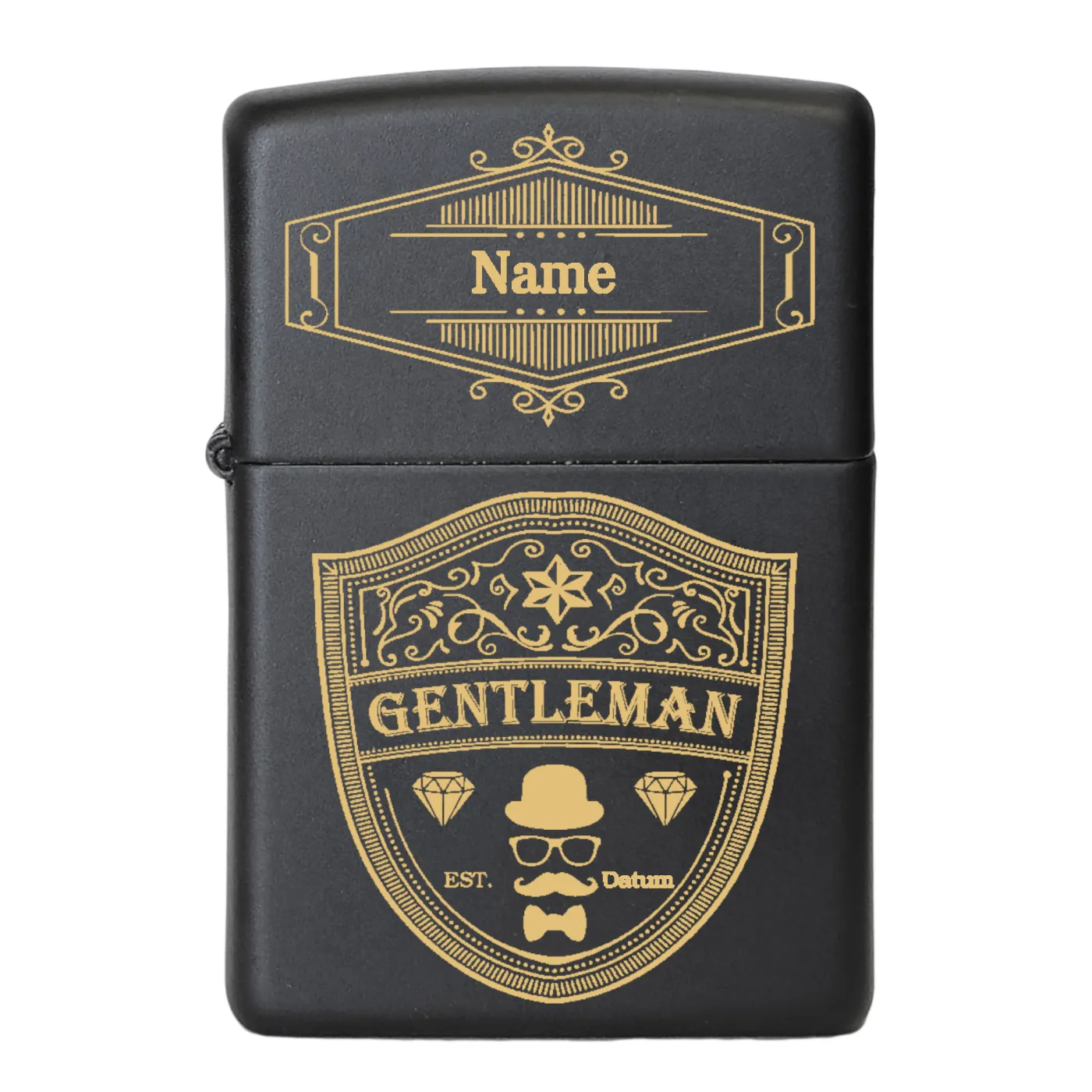 Benzinfeuerzeug GENTLEMAN, Zippo Farbton Schwarz matt, optional mit Gravur