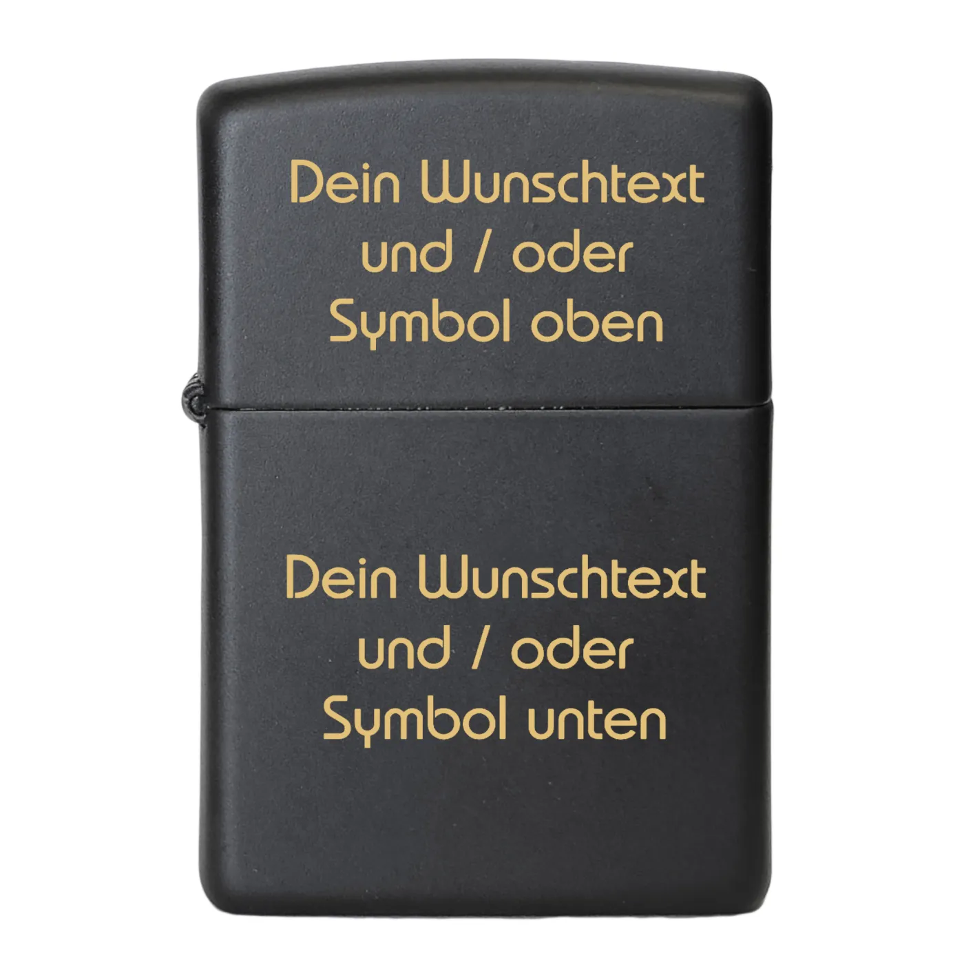 Benzinfeuerzeug WUNSCHTEXT, Zippo Farbton Schwarz matt, optional mit Gravur