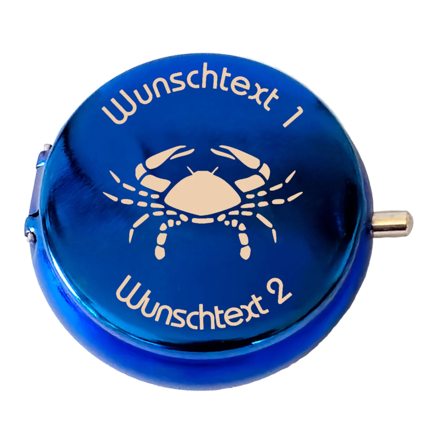 Taschenaschenbecher Ø 50 mm, Farbton Blau Metallic, inklusive Gravur