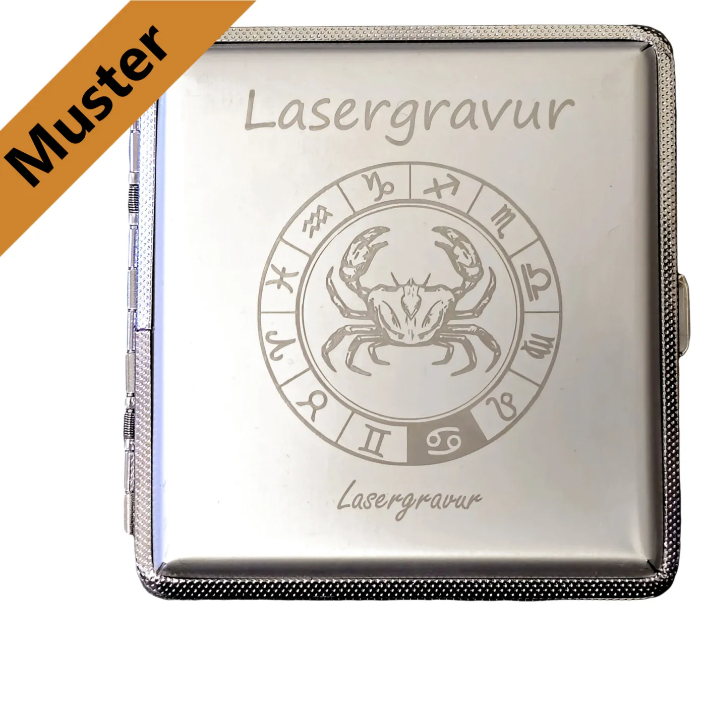 Zigarettenetui mit Gravur für 20 Zigaretten WUNSCHNAME Farbe Silber » Personalisierbar – Ansicht 2