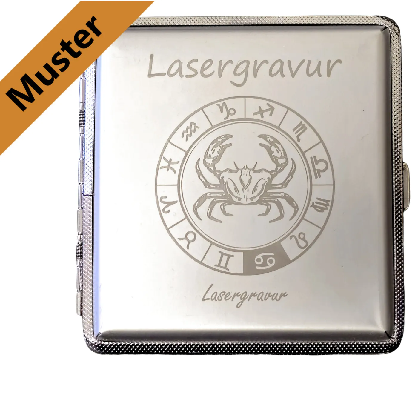 Zigarettenetui mit Gravur für 20 Zigaretten MONOGRAMM 02 Farbe Silber » Personalisierbar – Ansicht 1