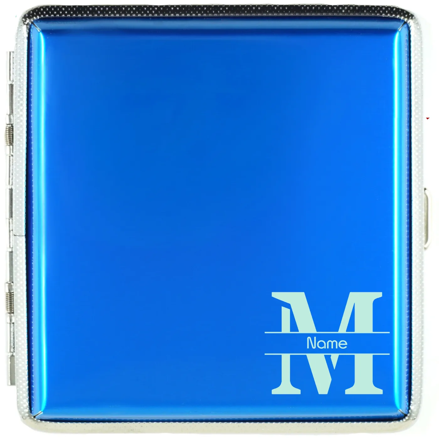 Zigarettenetui mit Gravur für 20 Zigaretten MONOGRAMM, Farbton Etui Blau, inklusive Gravur