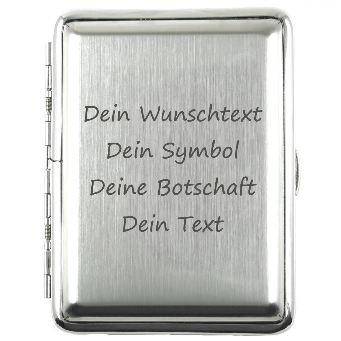 Zigarettenetui mit Gravur für 16 Zigaretten WUNSCHTEXT, Farbton Etui Silber gebürstet, inklusive Gravur