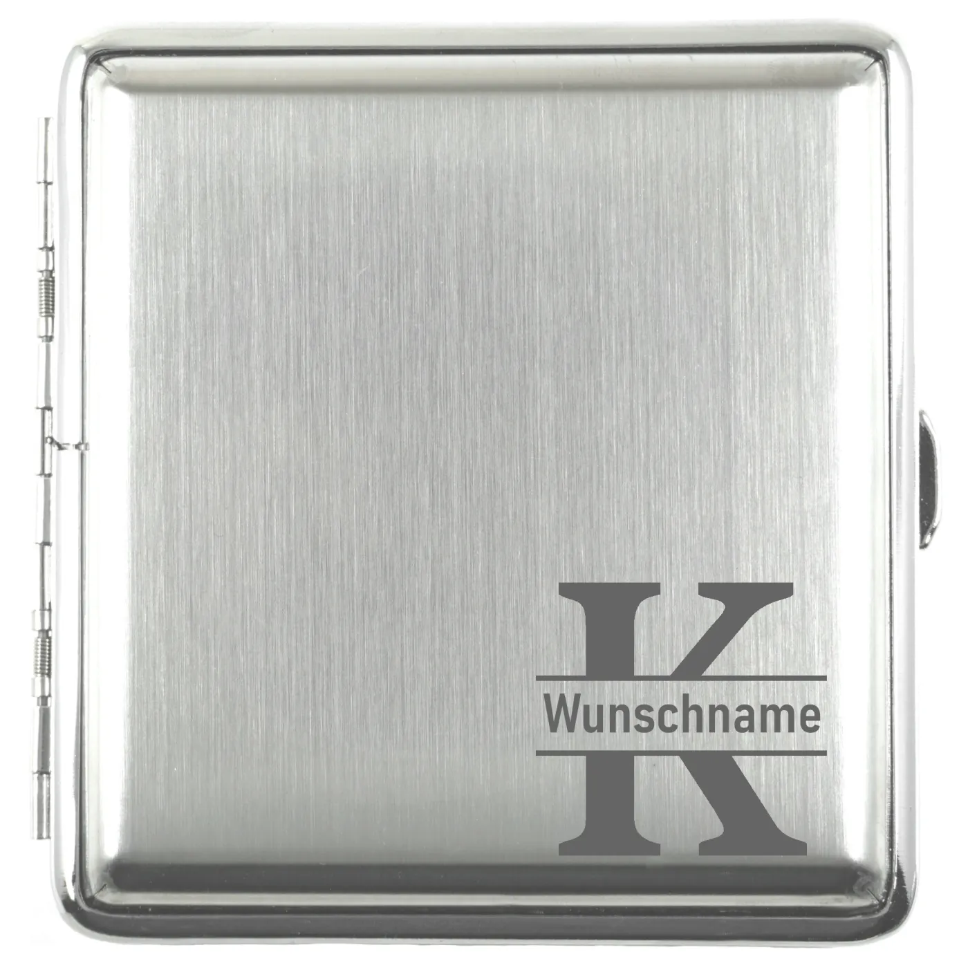 Zigarettenetui mit Gravur für 20 Zigaretten MONOGRAMM, Farbton Etui Silber gebürstet, inklusive Gravur