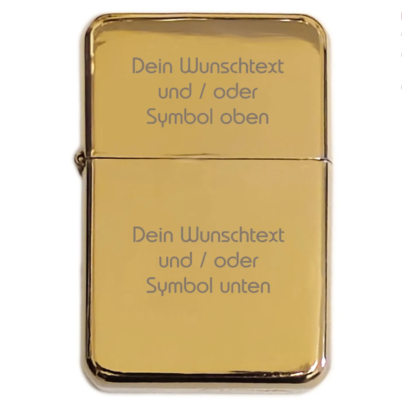 Benzinfeuerzeug WUNSCHTEXT, Farbton Gold Metallic, inklusive Gravur