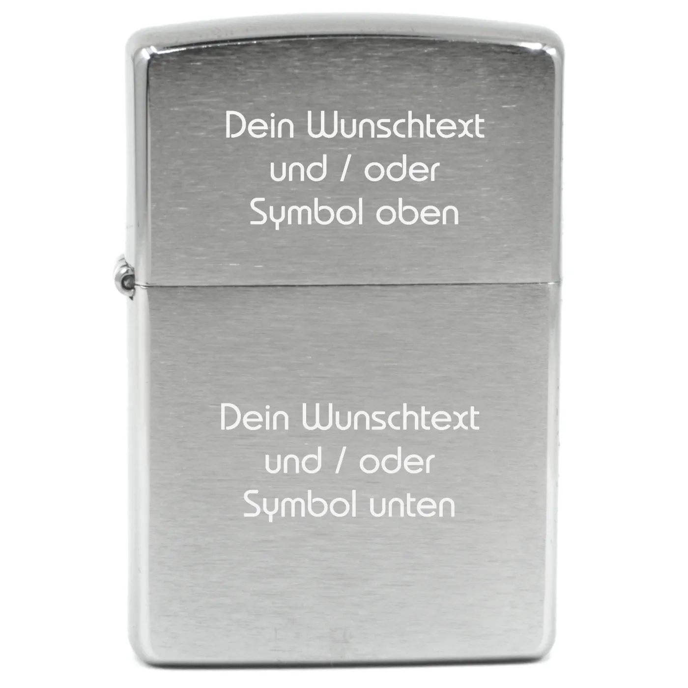 Benzinfeuerzeug WUNSCHTEXT, Zippo Farbton Silber gebürstet, optional mit Gravur
