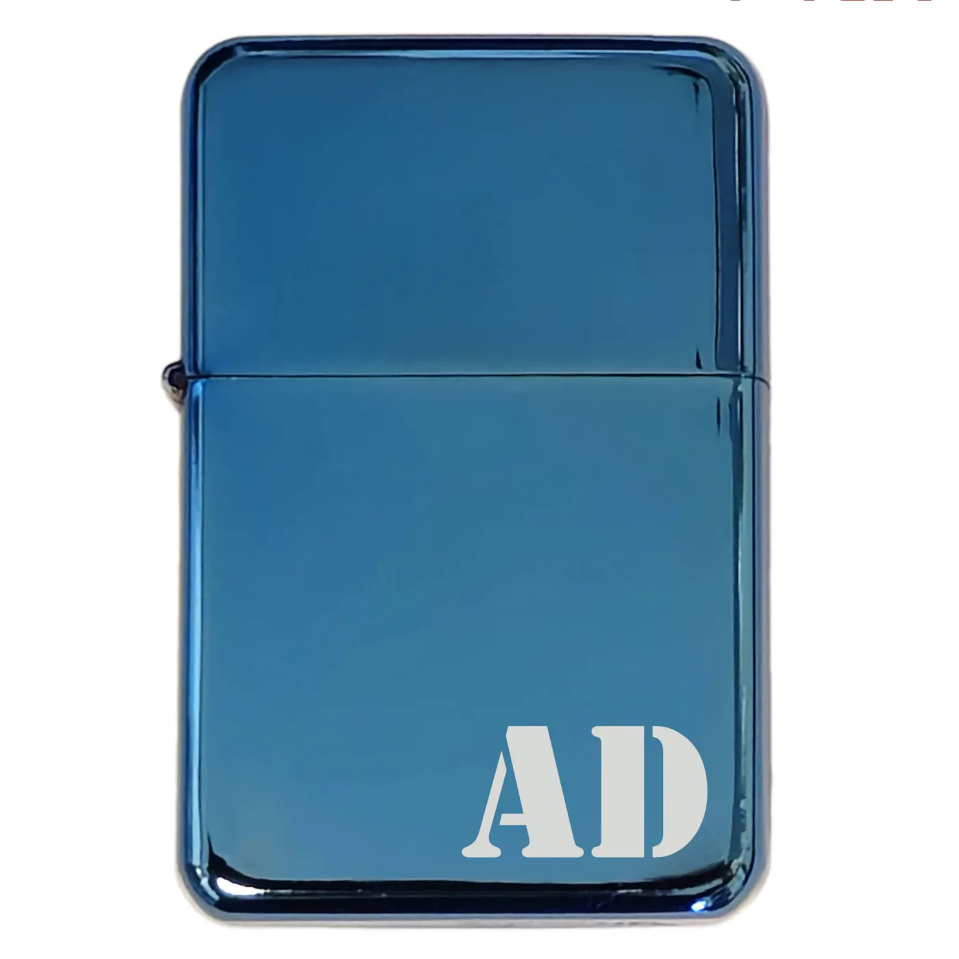 Benzinfeuerzeug WUNSCHNAME, Farbton Blau Metallic, inklusive Gravur