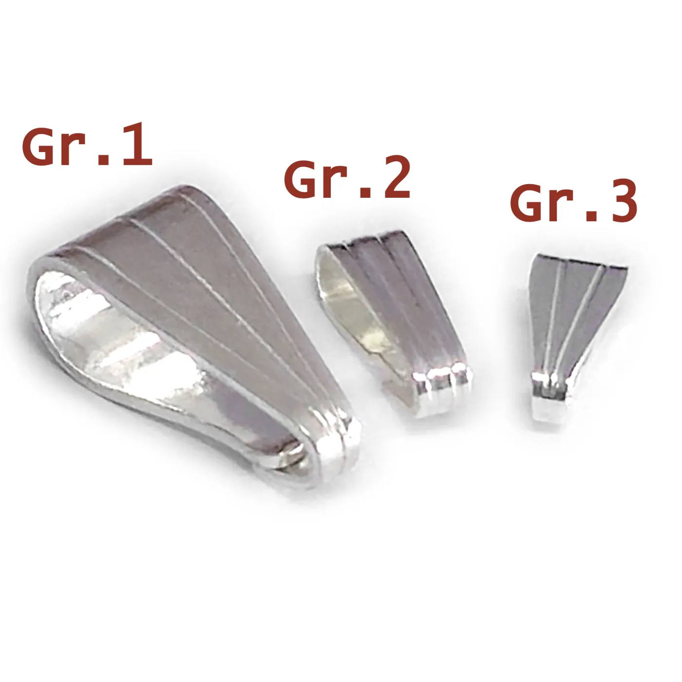 Anhängerschlaufe mit Riefen Gr.1 bis Gr.3, aus Silber 925