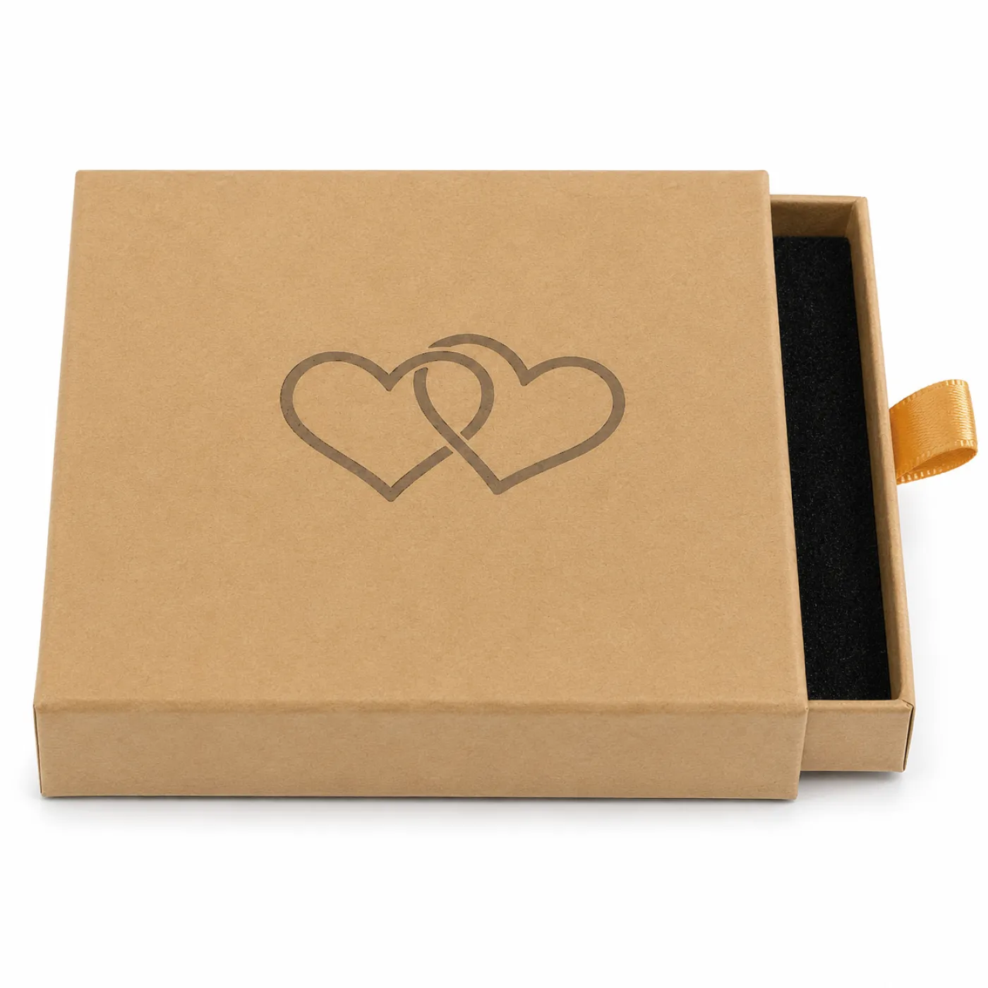 Schmuckschachtel aus Kraftpapier mit Schaumstoffeinlage 9x9x1,7 cm • Optional mit Herzmotiv