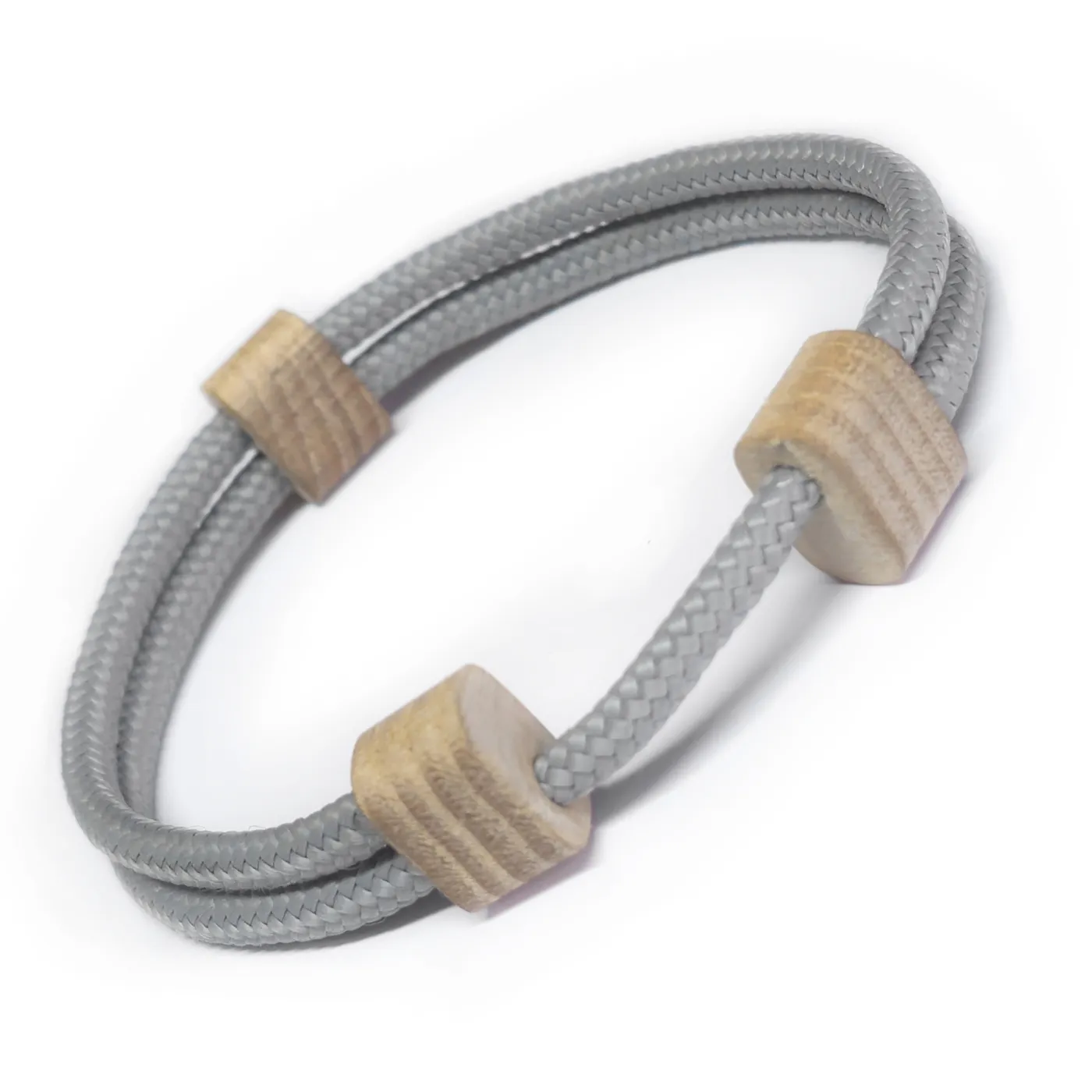 Segeltau-Armband 2 x Ø 4 mm verstellbar mit Holz Slider » Personalisierbar, Farbauswahl – Ansicht 3