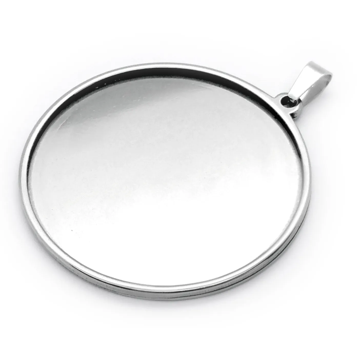 Anhänger-Rohling aus Edelstahl, rund / Innen Ø 30,6 mm USA 1/2 Dollar, personalisierbar, Farbton Silber