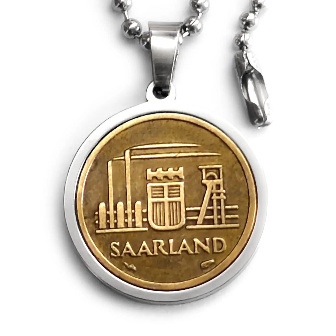 Münzanhänger Deutschland SAARLAND 10 Franken 1954, optional mit Gravur