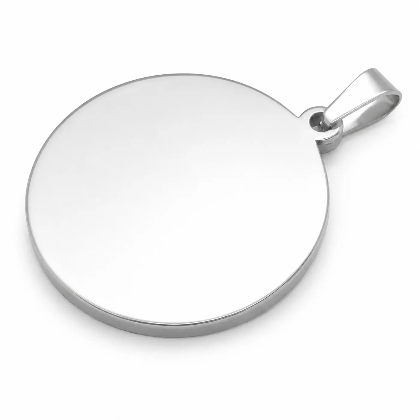 Anhänger-Rohling aus Edelstahl, rund / Innen Ø 35 mm » Personalisierbar, Farbton Silber – Ansicht 1