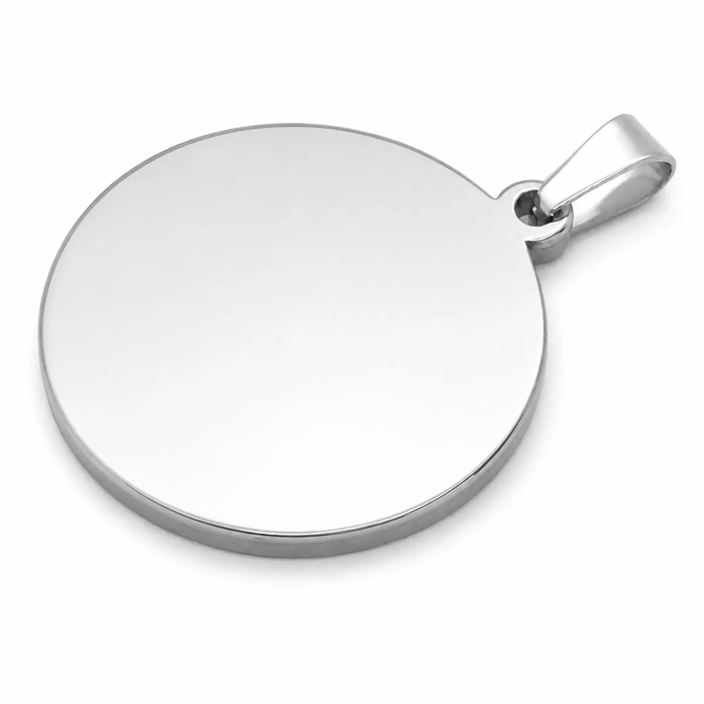 Anhänger-Rohling aus Edelstahl, rund / Innen Ø 22 mm » Personalisierbar, Farbton Silber – Ansicht 2