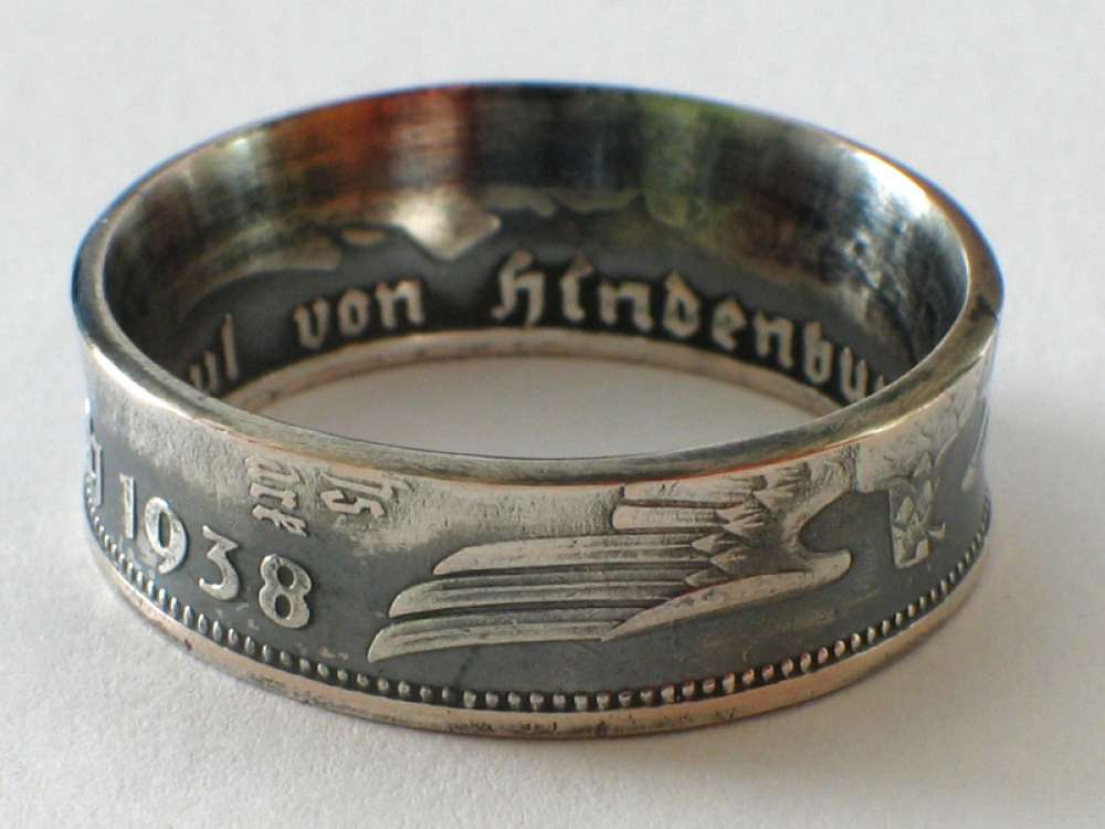 Münzring 2 Reichsmark Silber Adler 1936-39 Silber 625er Silber Ring Münze 