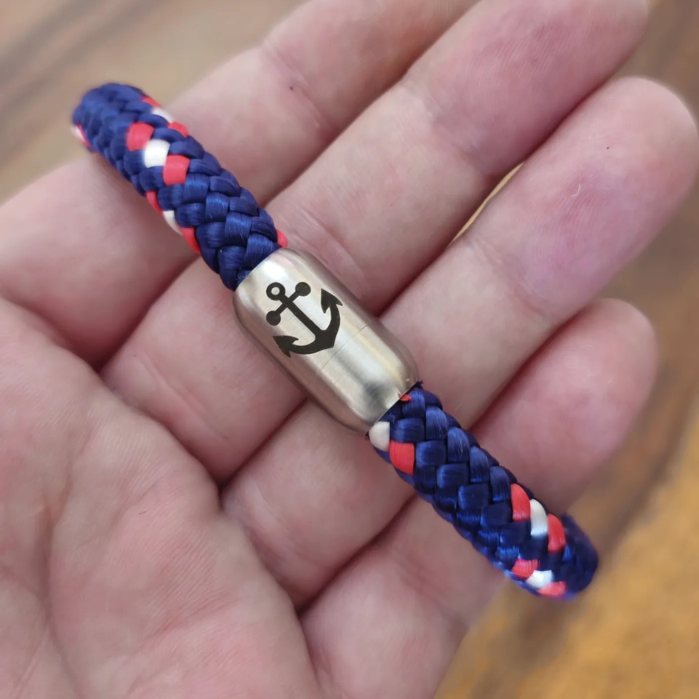 Segeltau-Armband Ø 8 mm mit Edelstahl-Magnetverschluss • Farbauswahl - optional mit Anker Gravur – Ansicht 6