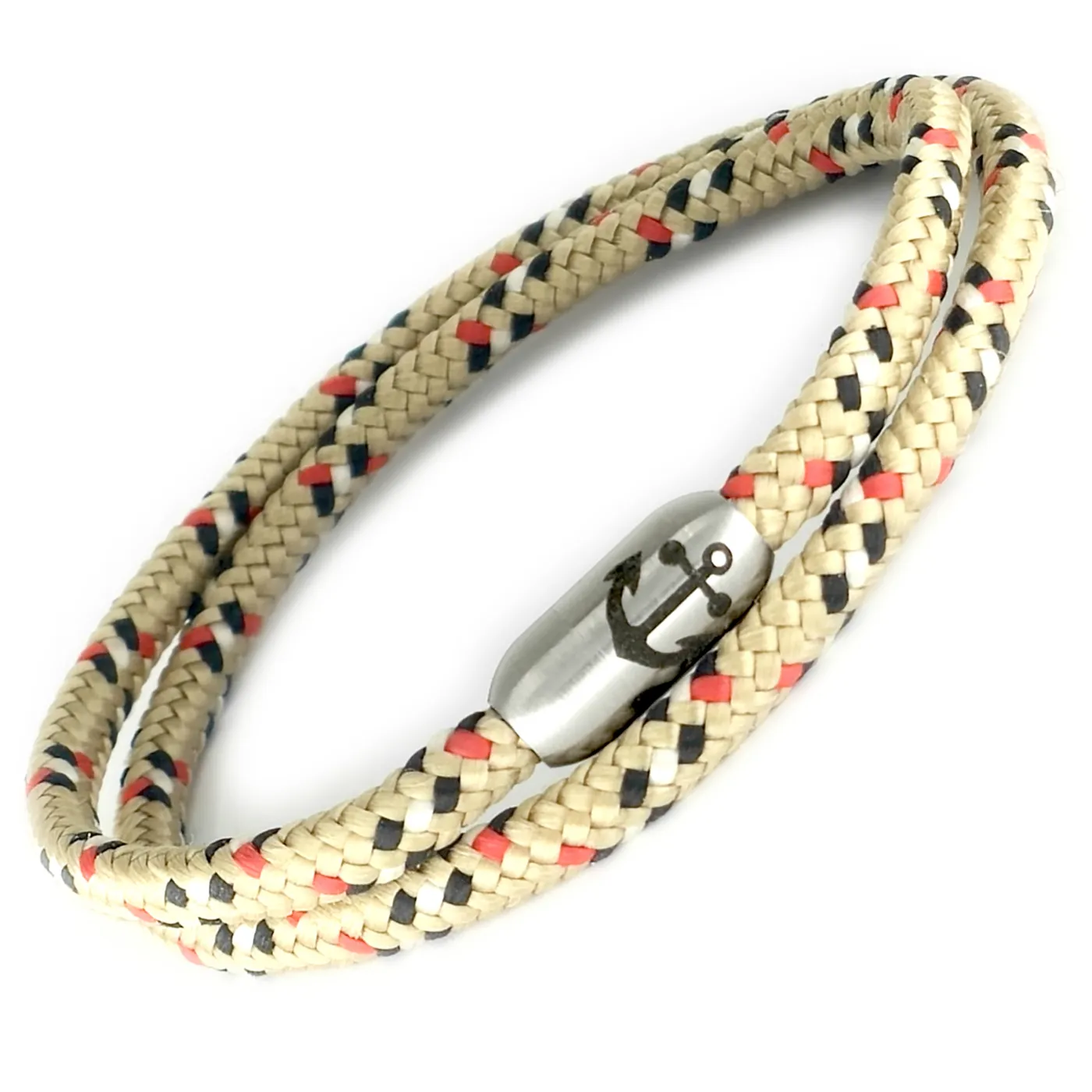 Segeltau-Armband 2 x Ø 4 mm mit Edelstahl-Magnetverschluss, Farbauswahl, optional mit Ankergravur