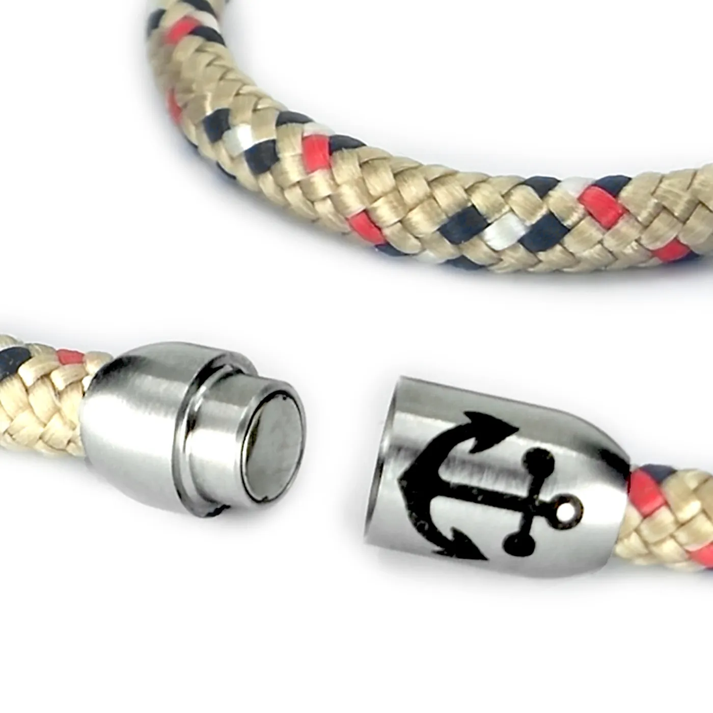 Segeltau-Armband 2 x Ø 4 mm mit Edelstahl-Magnetverschluss • Farbauswahl - optional mit Anker Gravur – Ansicht 3