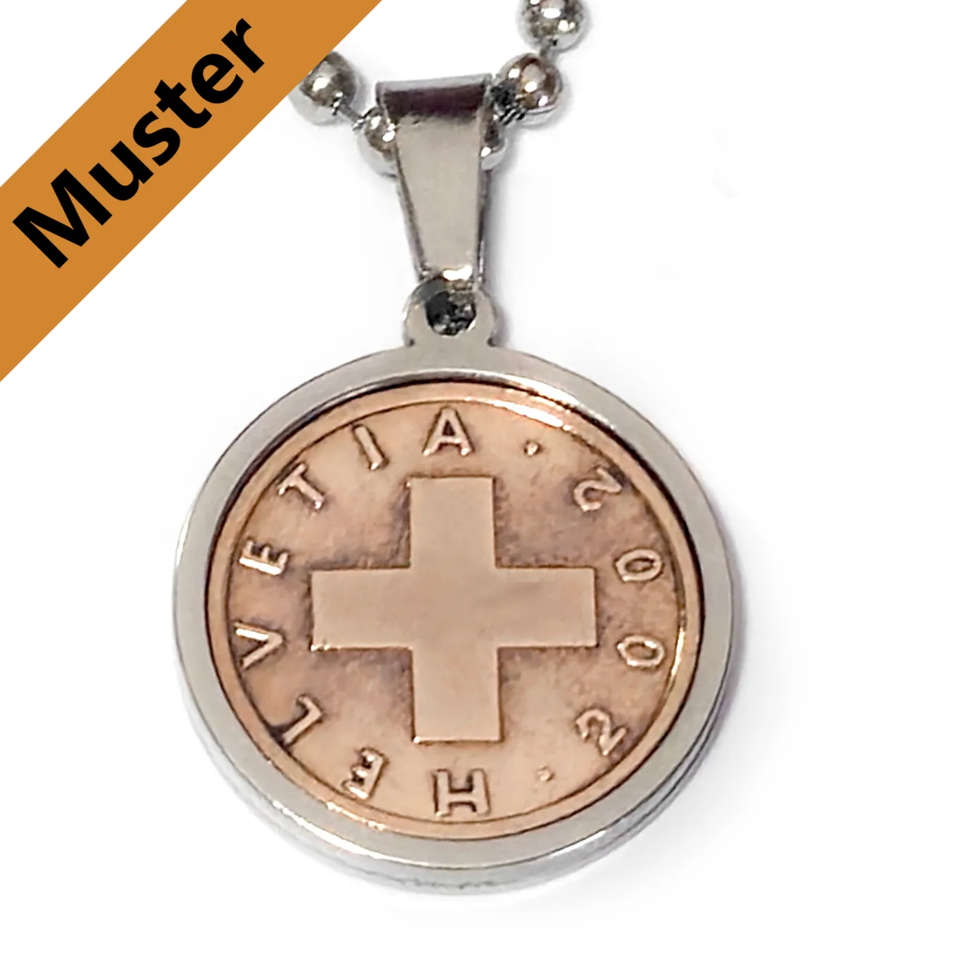 Anhänger-Rohling aus Edelstahl, rund / Innen Rund / Innen Ø 16,05 mm - Schweiz 1 Rappen 1850 - 2006 » Personalisierbar, Farbton Silber – Ansicht 1