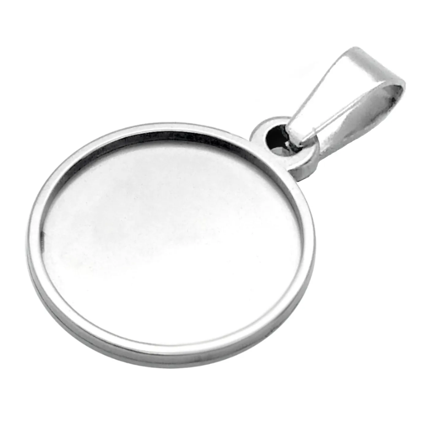 Anhänger-Rohling aus Edelstahl, rund / Innen Ø 16,5 mm Deutschland 1 Pfennig 1948-2001, personalisierbar, Farbton Silber