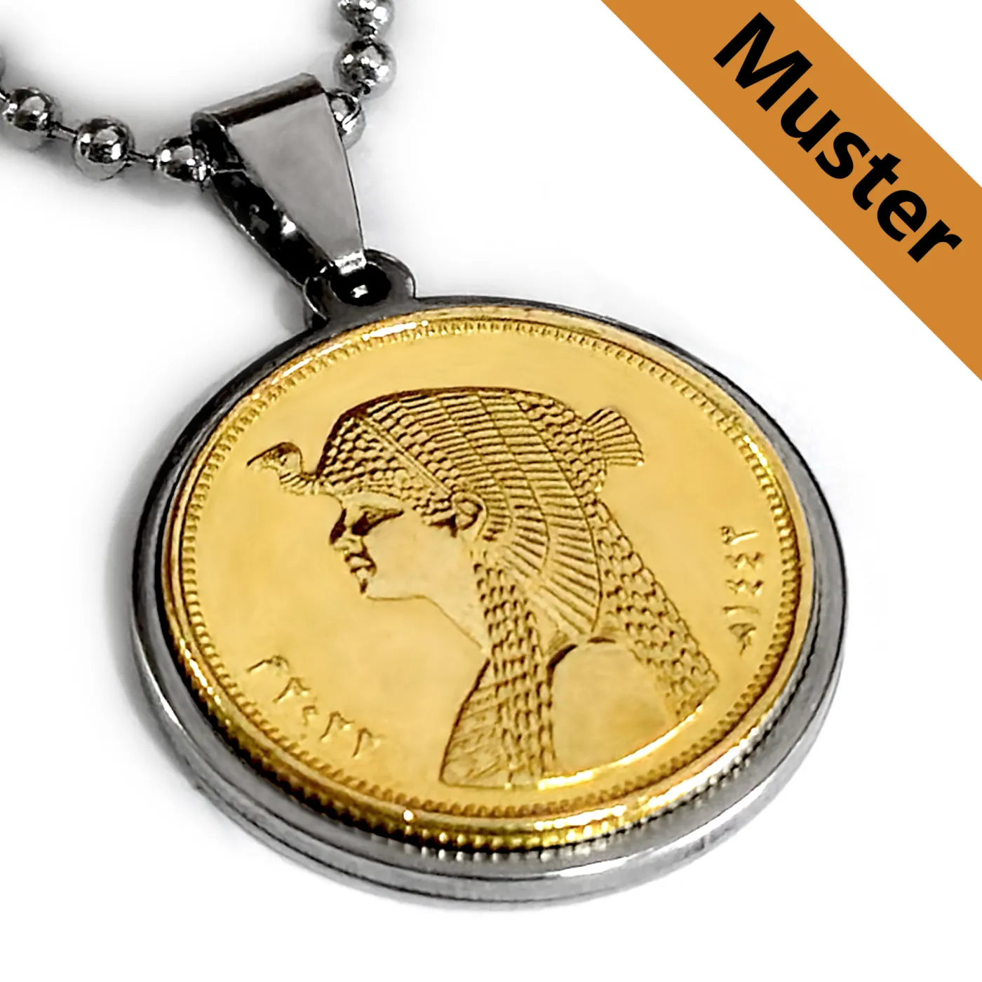 Anhänger-Rohling aus Edelstahl, rund / Innen Ø 23,0 mm - Ägypten Kleopatra VII 2007 - 2023 » Personalisierbar, Farbton Silber – Ansicht 1