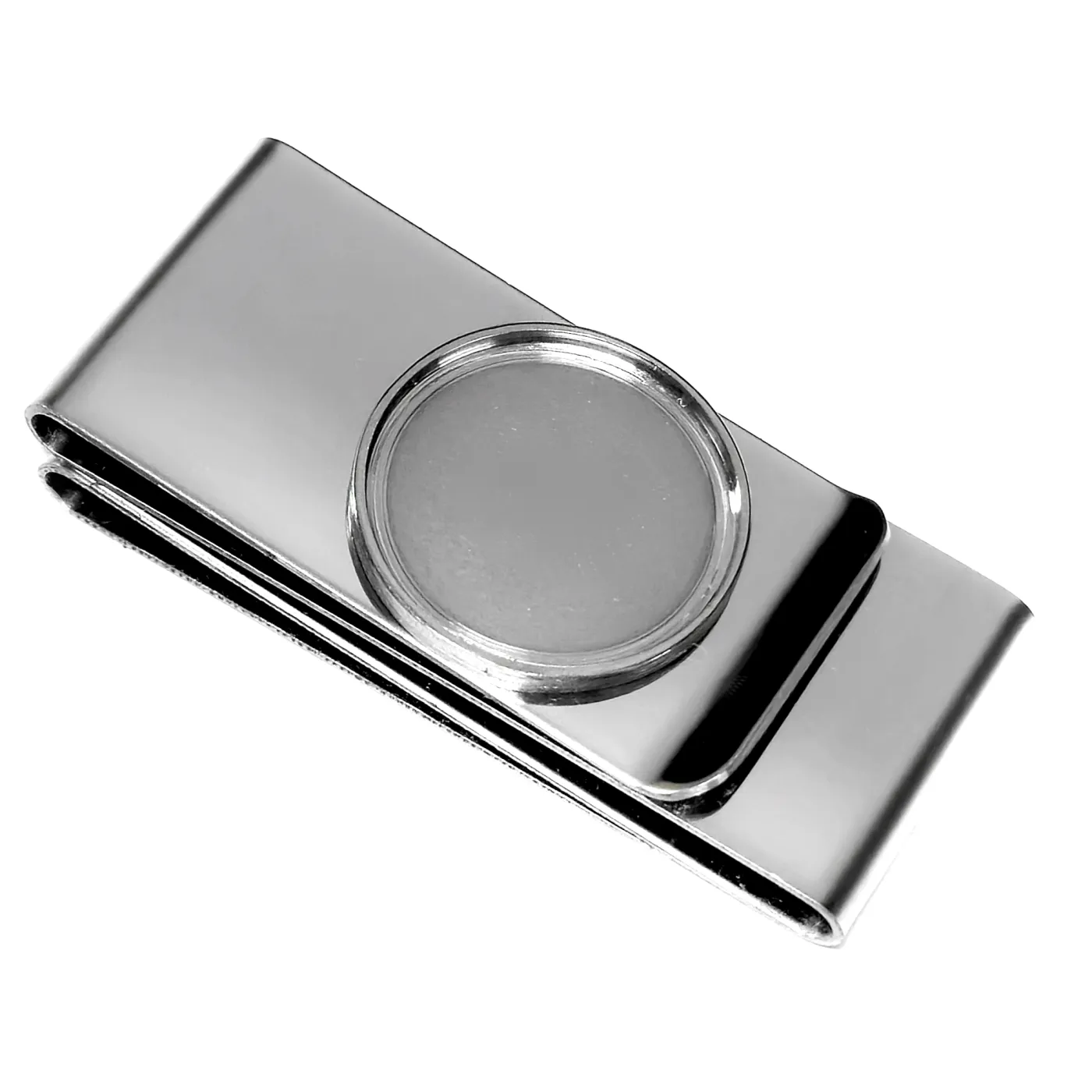 Geldclip-Rohling aus Edelstahl mit drei Einschüben Ø 23,25 mm - EU 1 Euro 2001-xxxx, Farbton Silber