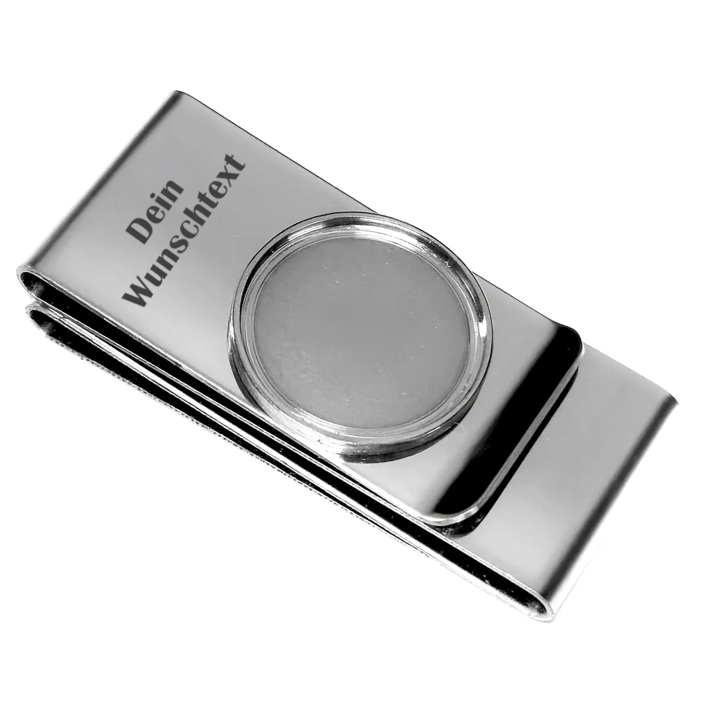 Geldclip-Rohling aus Edelstahl mit drei Einschüben Ø 23,25 mm - EU 1 Euro 2001 - xxxx • Farbton Silber – Ansicht 1