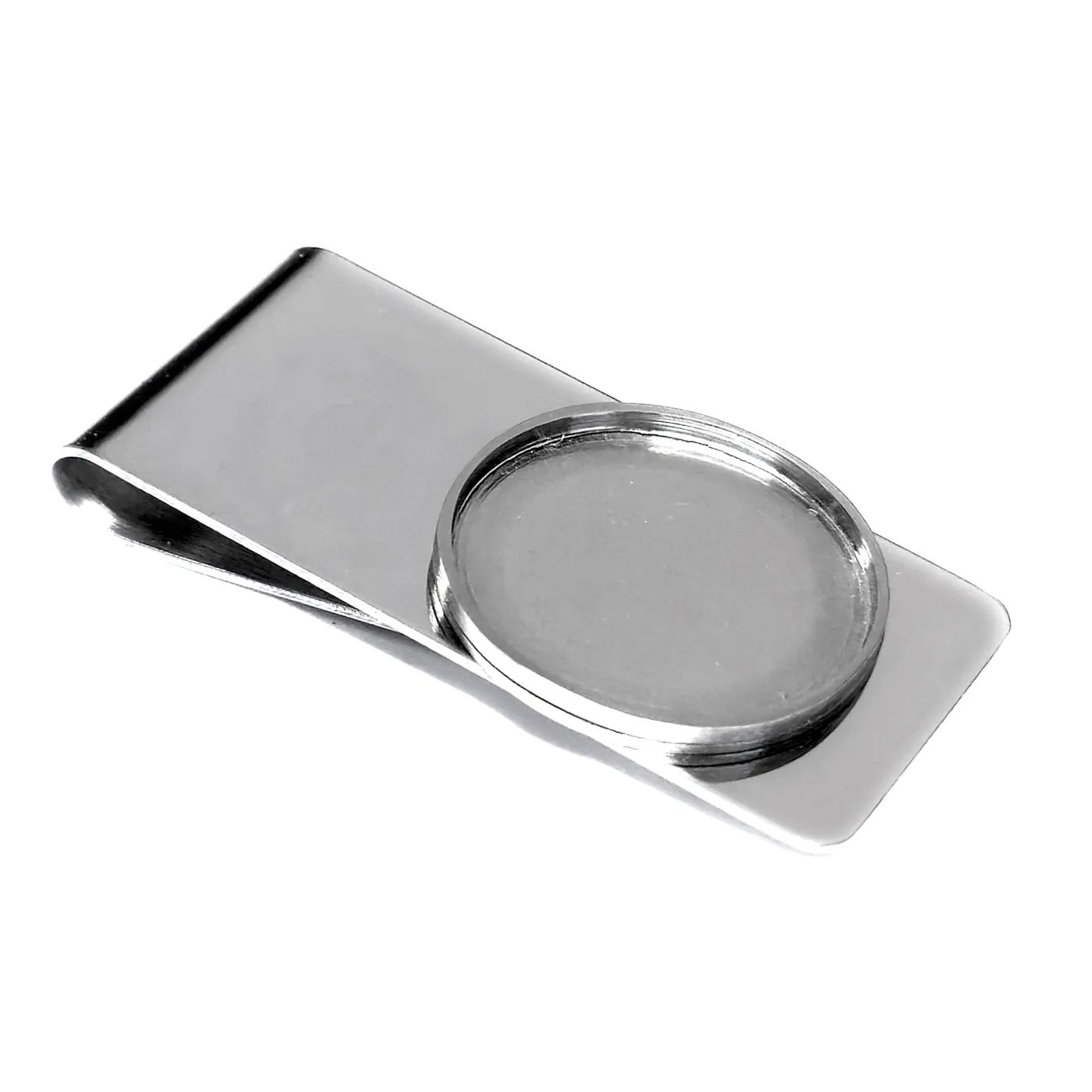Geldclip-Rohling aus Edelstahl mit einem Einschub Ø 25,75 mm - EU 2 Euro 2001-xxxx, Farbton Silber