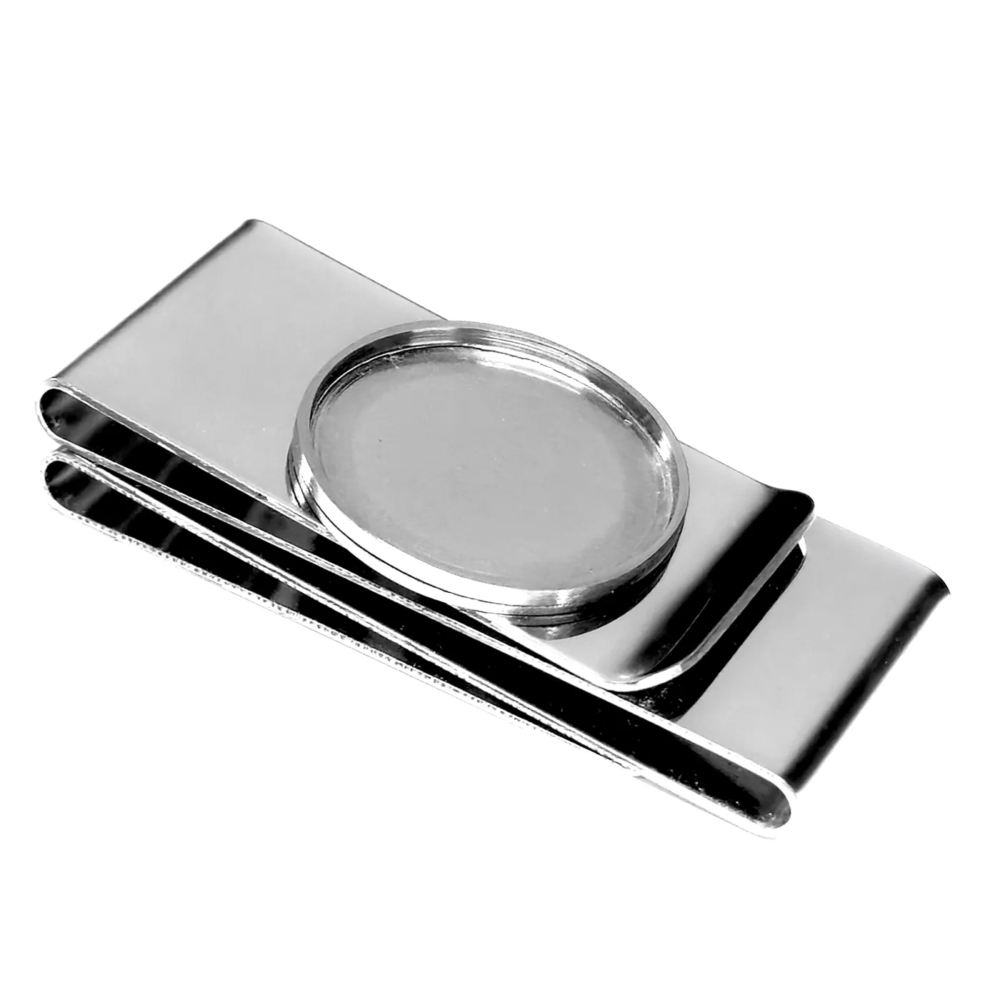 Geldclip-Rohling aus Edelstahl mit drei Einschüben Ø 25,75 mm - EU 2 Euro 2001-xxxx, Farbton Silber