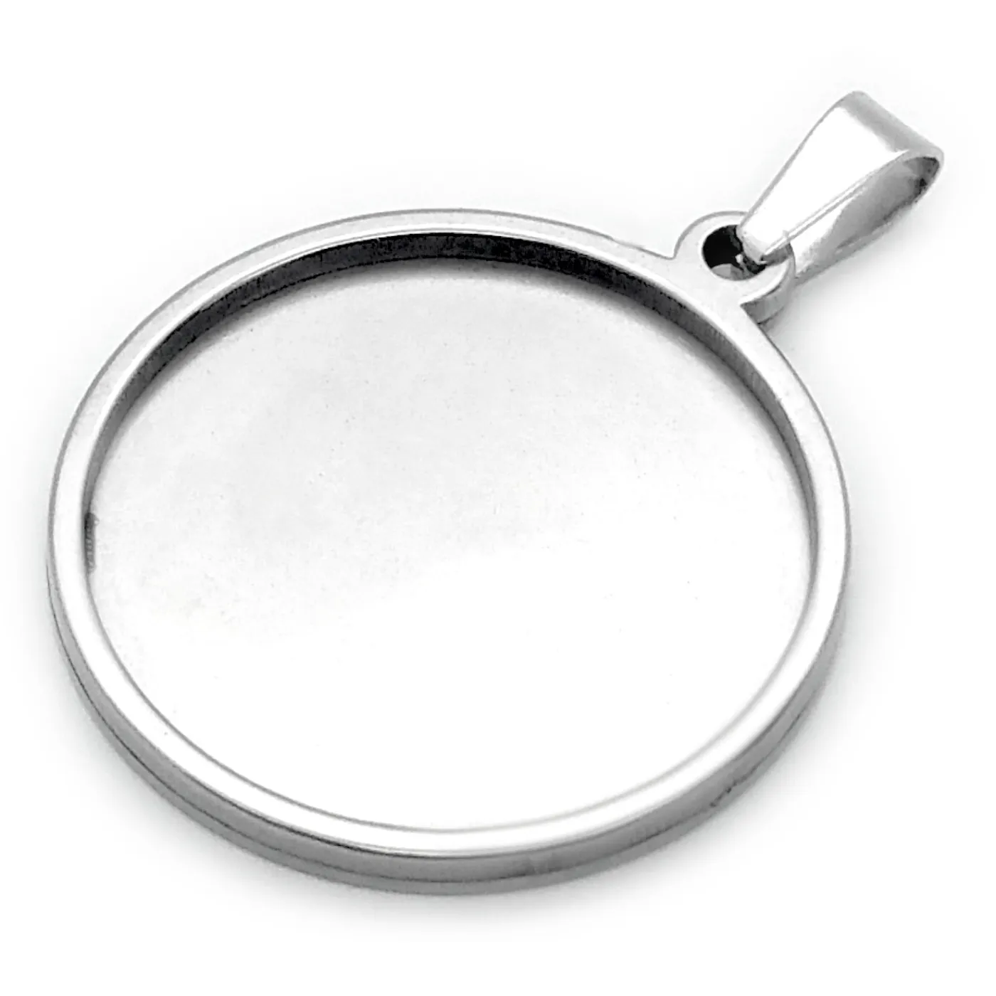 Anhänger-Rohling aus Edelstahl, rund / Innen Ø 24,25 mm EU 50 Cent 2001-xxxx, personalisierbar, Farbton Silber