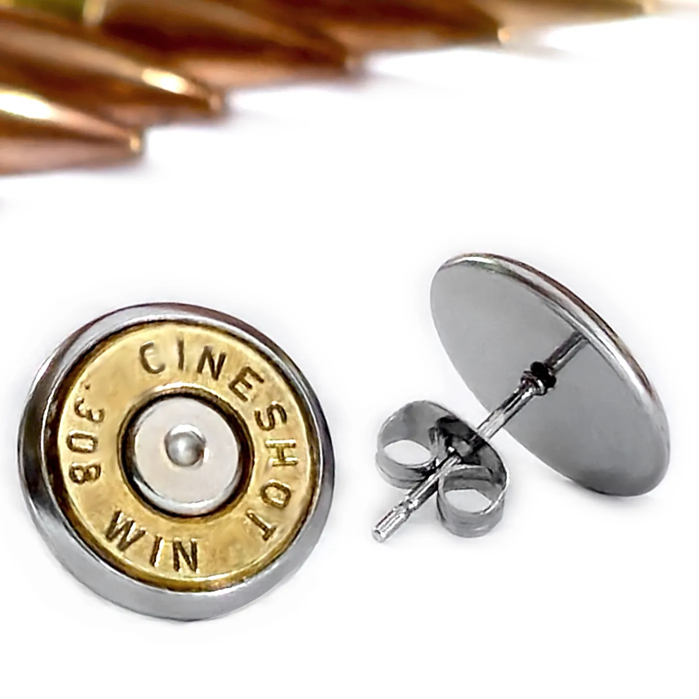 Ohrstecker Patronenhülse kurz • Win .308 / 7,62 × 51