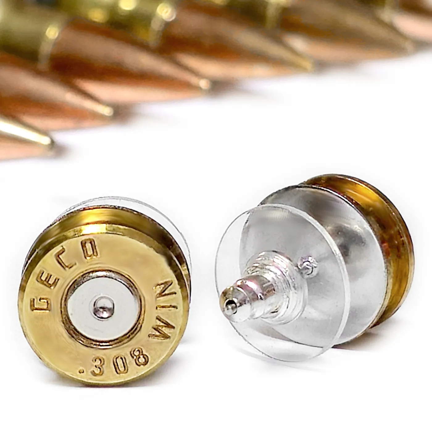 Ohrstecker Patronenhülse lang • Win .308 / 7,62 × 51