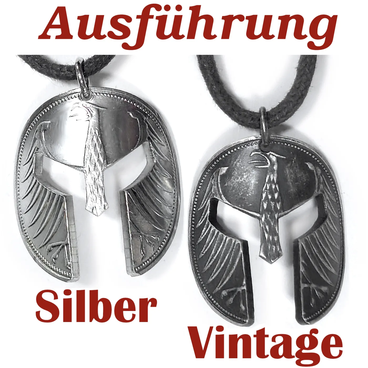 Münzanhänger aus Silber 625er 5 DM Deutschland 1951 - 1974 • SPARTANER HELM – Ansicht 2