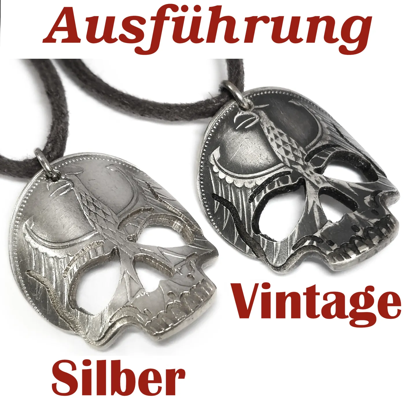 Münzanhänger aus Silber 625er 5 DM Deutschland 1951 - 1974 • TOTENKOPF – Ansicht 2