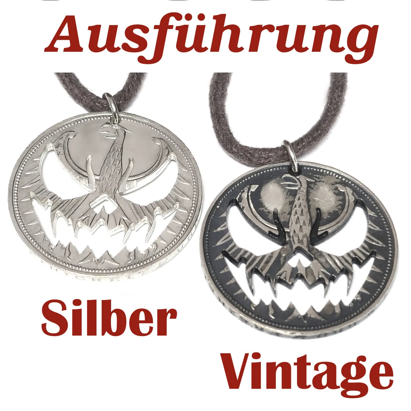 Münzanhänger aus Silber 625er 5 DM Deutschland 1951 - 1974 • HALLOWEEN – Ansicht 2