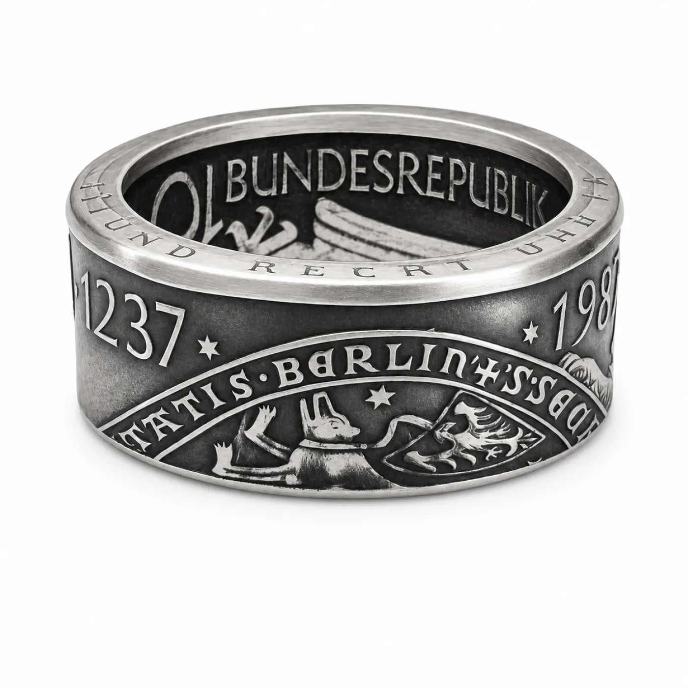 Münzring BRD 10 Mark 1987 Berliner Bär Silber 625er Größe 56 bis 72 – Ansicht 1