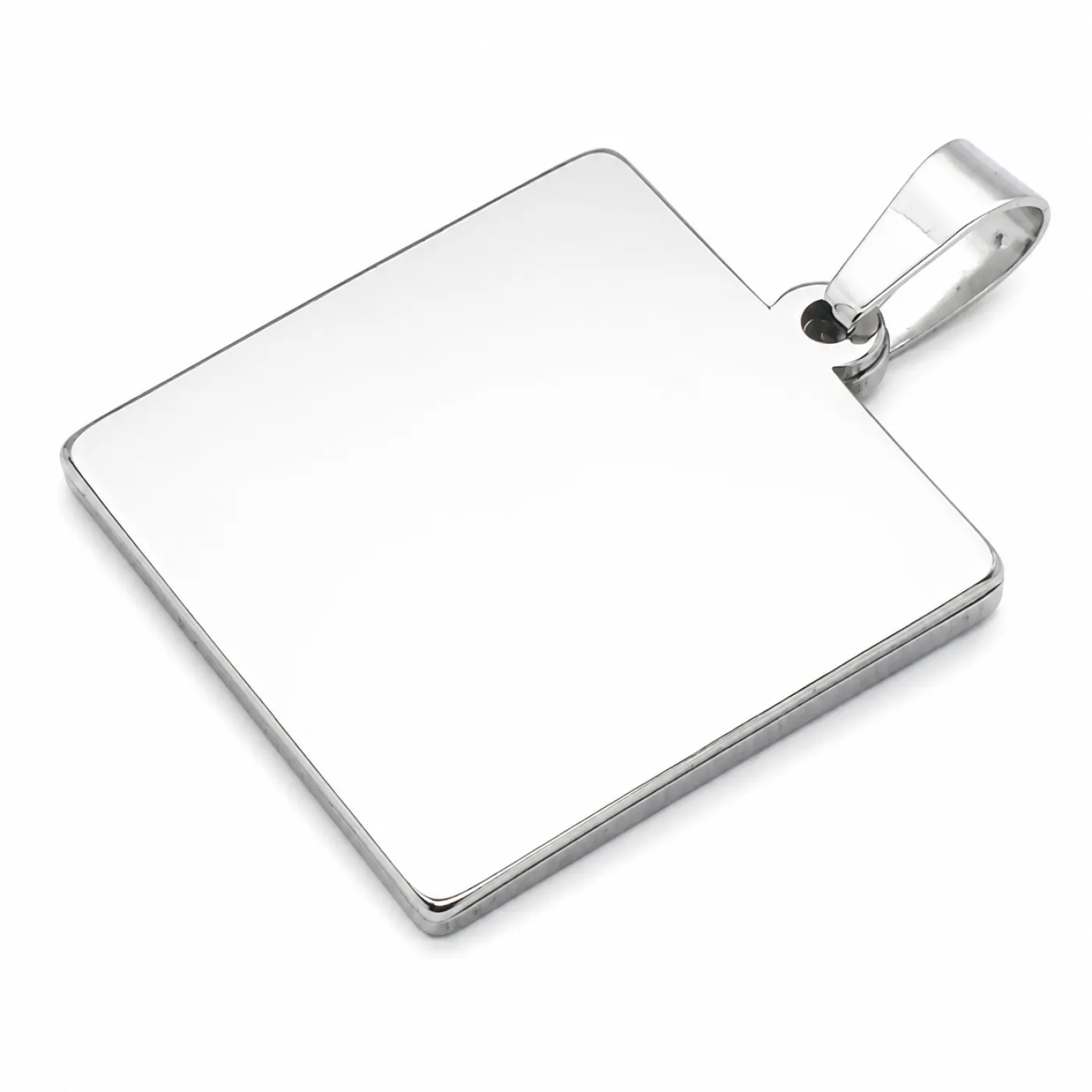 Anhänger-Rohling aus Edelstahl, Rechteck / Innen 10x50 mm » Personalisierbar, Farbton Silber – Ansicht 1
